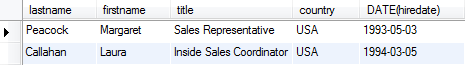 SQL WHERE AND operator example
