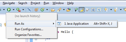 Eclipse - Run the Hello World Program Eclipse - Run the Hello World Program